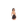 Nuisette noire col échancré, dos nu et string assorti 